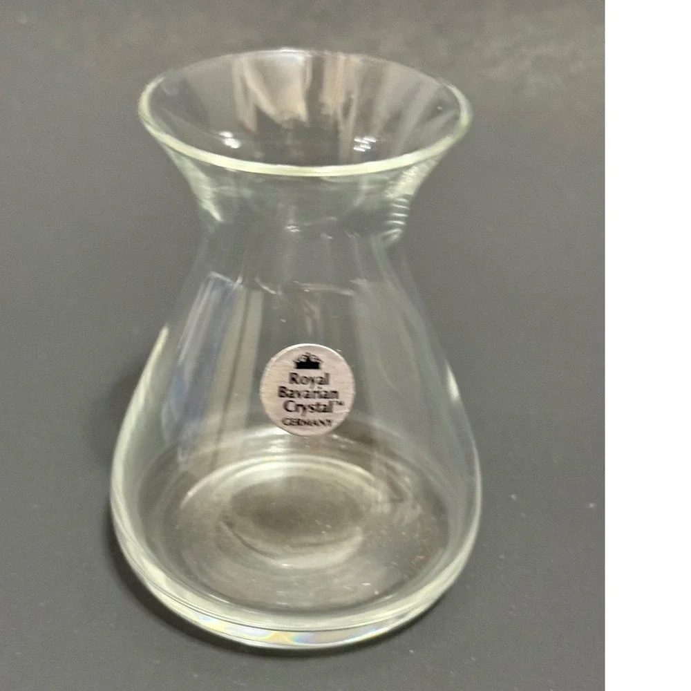 Royal Bavarian Crystal Germany Clear Glass Bud Vase 3.5 Inch Flared Rim Weighted